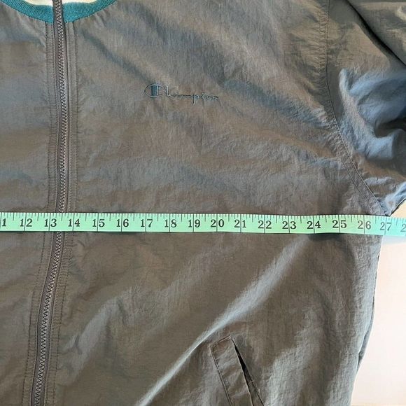 Champion Windbreaker Full Zip Jacket Mens Size L Lined Sports Gray VINTAGE 90’s - Picture 9 of 12